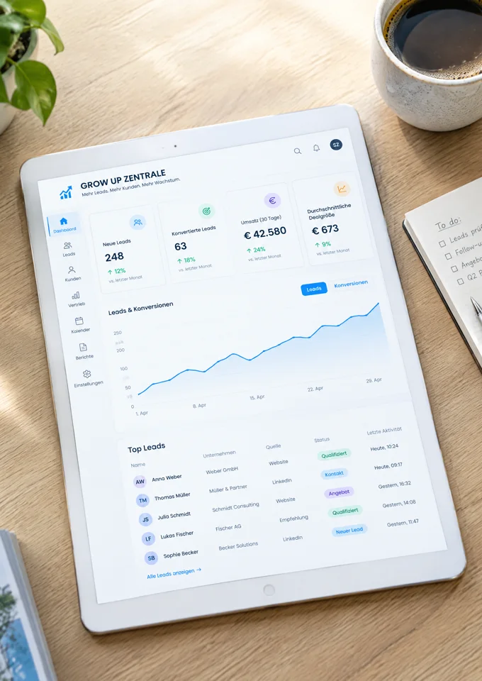 Dashboard auf dem Tablet